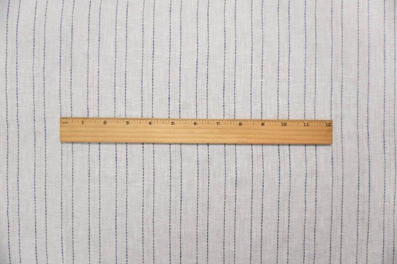 White-Blue Famous Maker Rayon Linen Stripe Dobby Woven Fabric