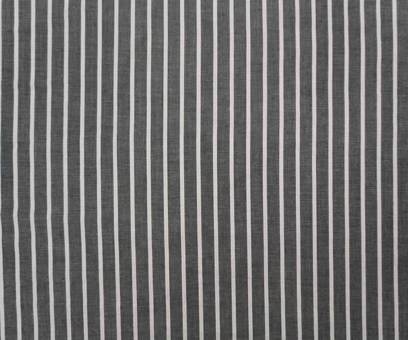 Black-White Cotton Poly Stripe Chambray Woven Fabric