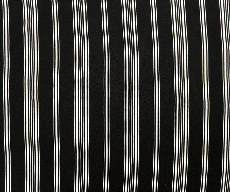 Black-White Famous Maker Rayon Stripe Challis Woven Fabric