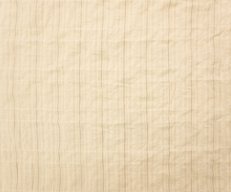 Beige-White Famous Maker Cotton Stripe-Plaid Crinkle Woven Fabric