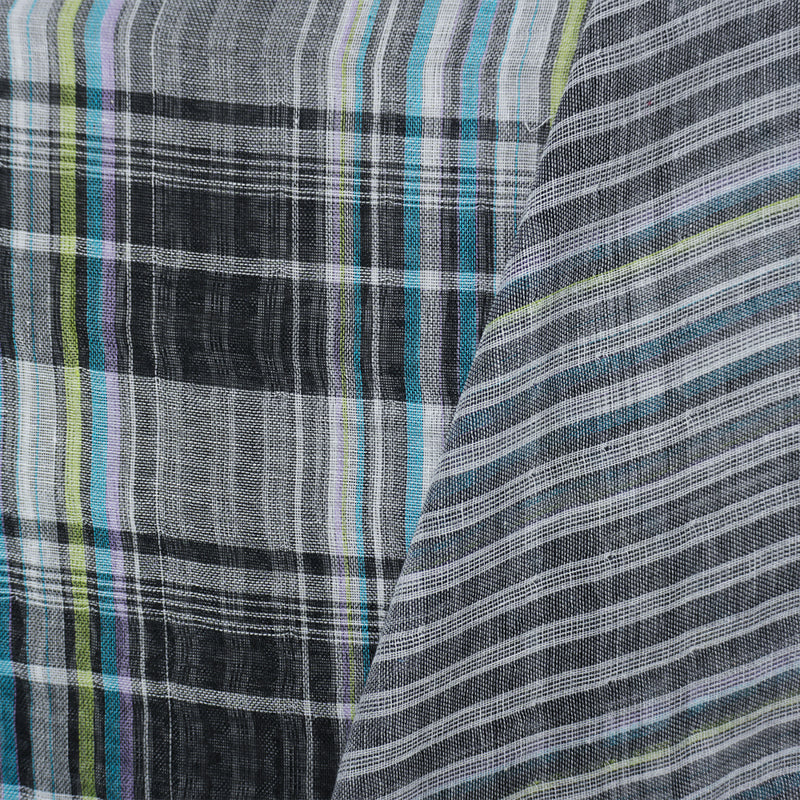 Black-White-Multi Famous Maker Cotton Plaid Stripe Double Gauze Fabric