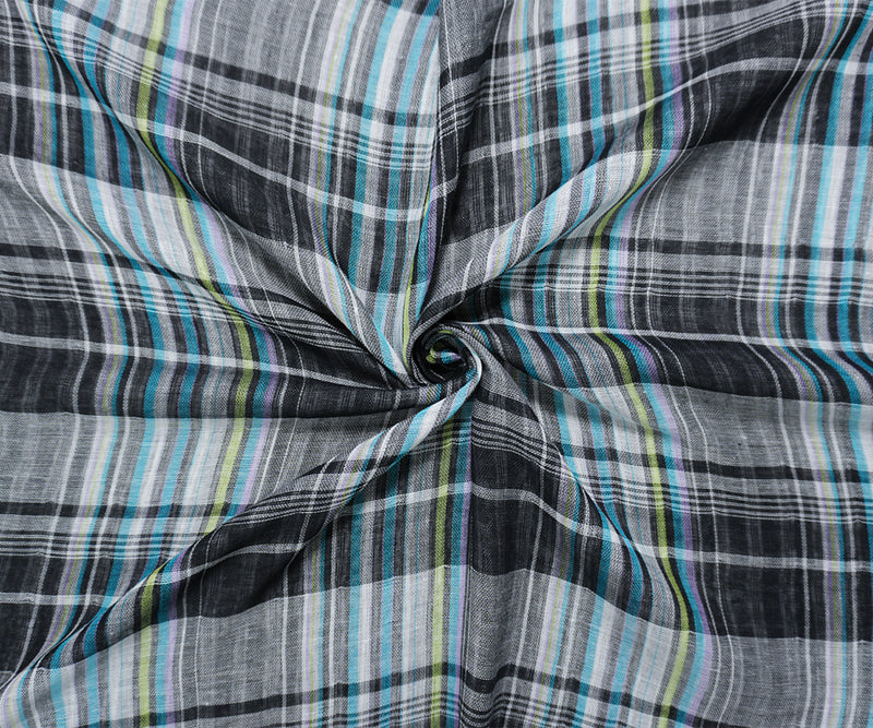 Black-White-Multi Famous Maker Cotton Plaid Stripe Double Gauze Fabric