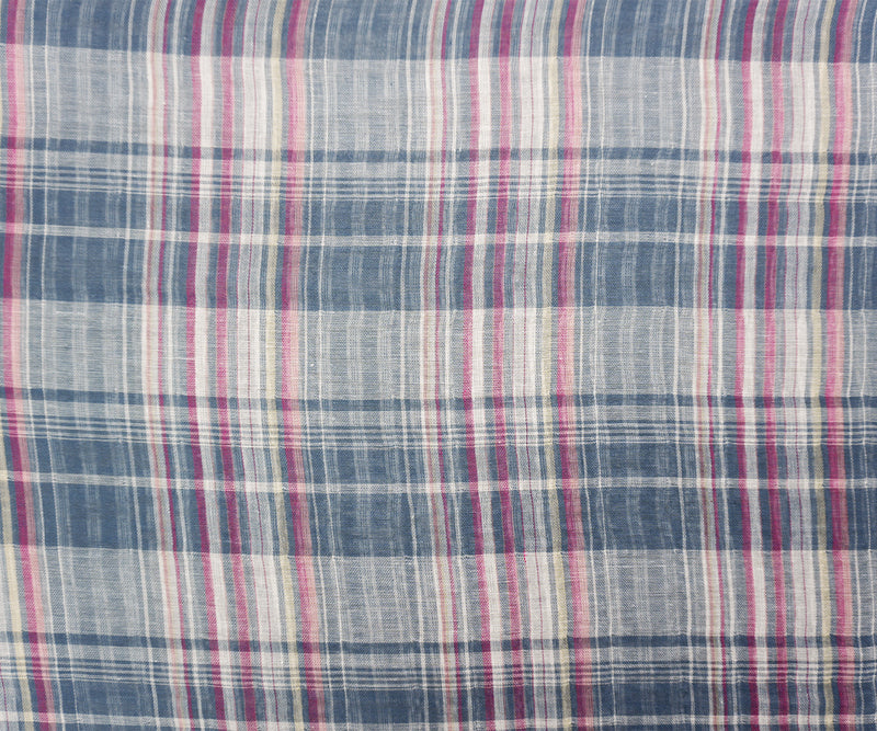 Blue-Pink Famous Maker Cotton Plaid-Stripe Double Gauze Fabric