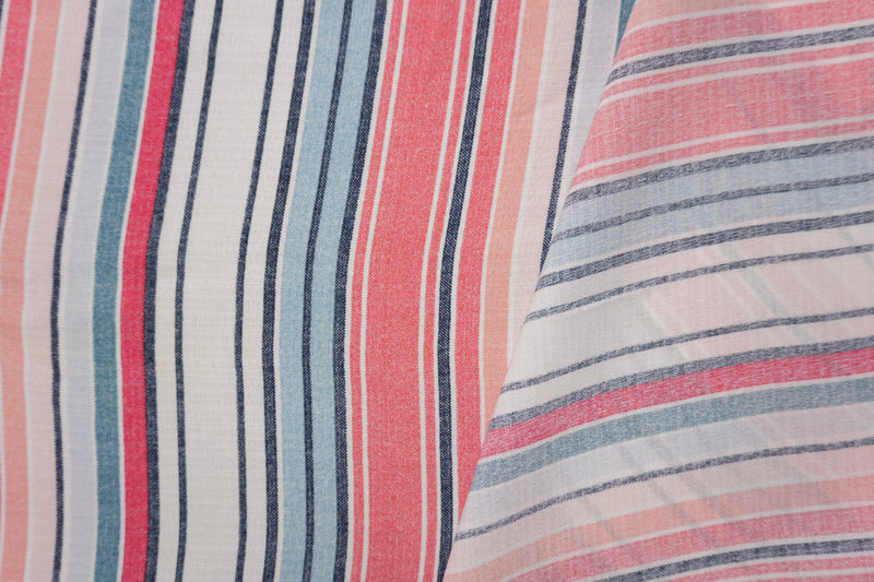 Red-Blue-White Famous Maker Poly Stripe Woven Fabric
