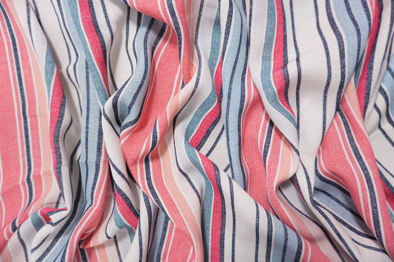 Red-Blue-White Famous Maker Poly Stripe Woven Fabric