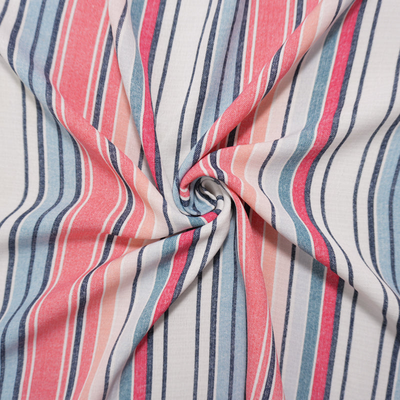 Red-Blue-White Famous Maker Poly Stripe Woven Fabric