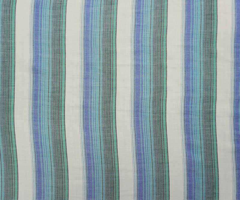 Blue-White-Multi Famous Maker Cotton Stripe Twill Woven Fabric