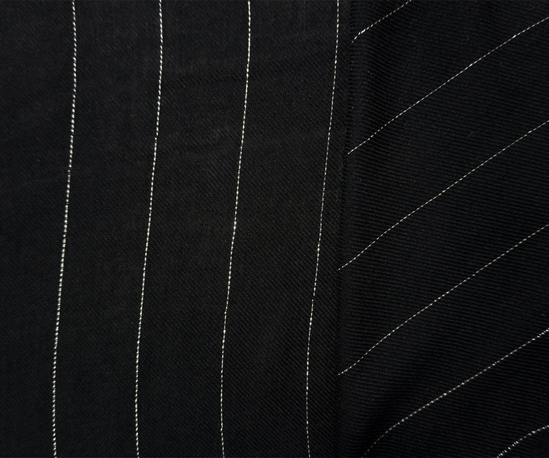 Black Famous Maker Rayon Lurex Stripe Twill Woven Fabric