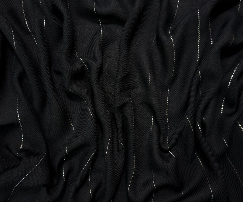Black Famous Maker Rayon Lurex Stripe Twill Woven Fabric