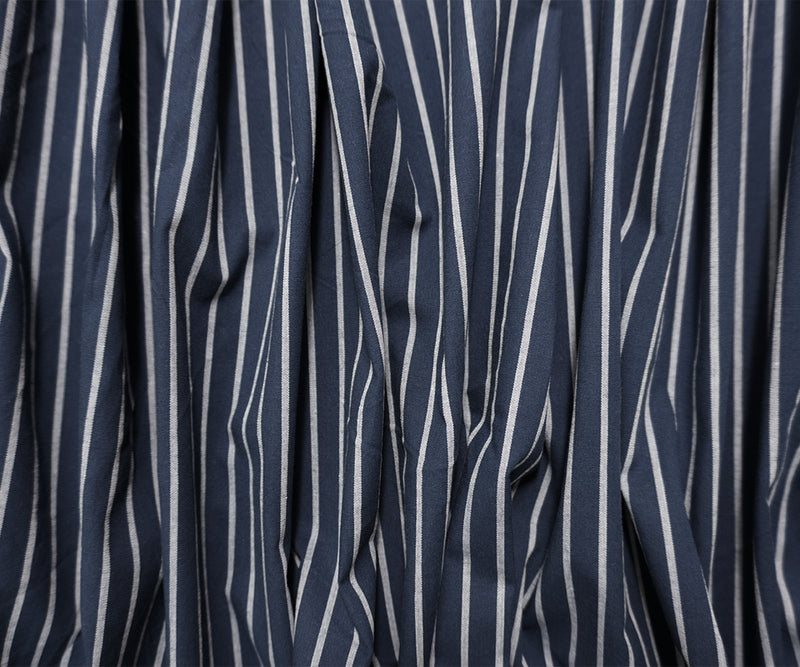 Navy-White Famous Maker Cotton Nylon Stretch Stripe Woven Fabric