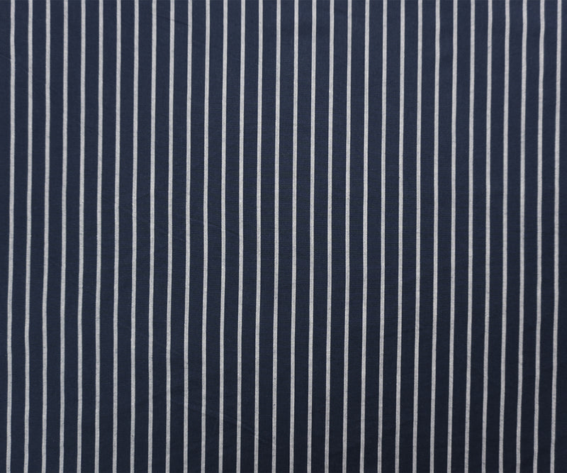 Navy-White Famous Maker Cotton Nylon Stretch Stripe Woven Fabric