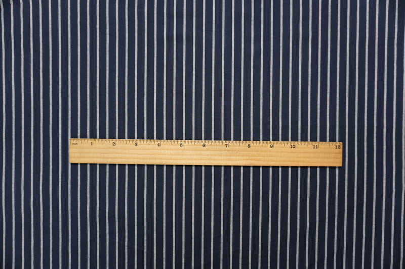 Navy-White Famous Maker Cotton Nylon Stretch Stripe Woven Fabric