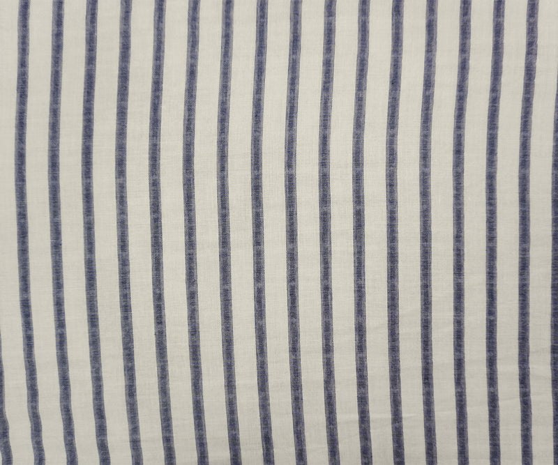 White-Blue Famous Maker Cotton Stripe Dot Double Gauze Fabric