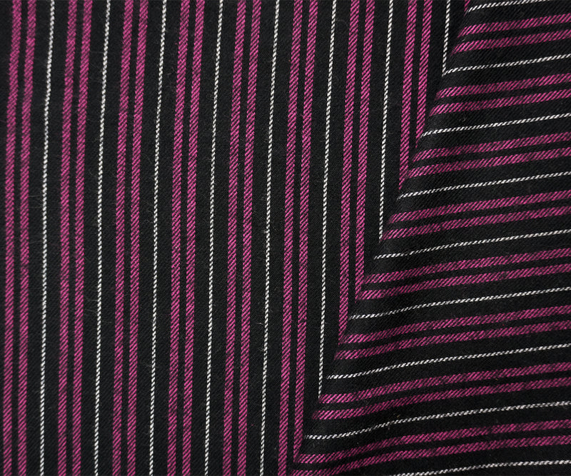 Black-Multi Famous Maker Cotton Stripe Twill Flannel Woven Fabric