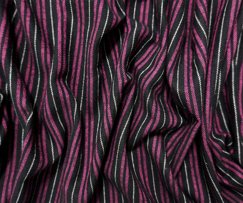 Black-Multi Famous Maker Cotton Stripe Twill Flannel Woven Fabric