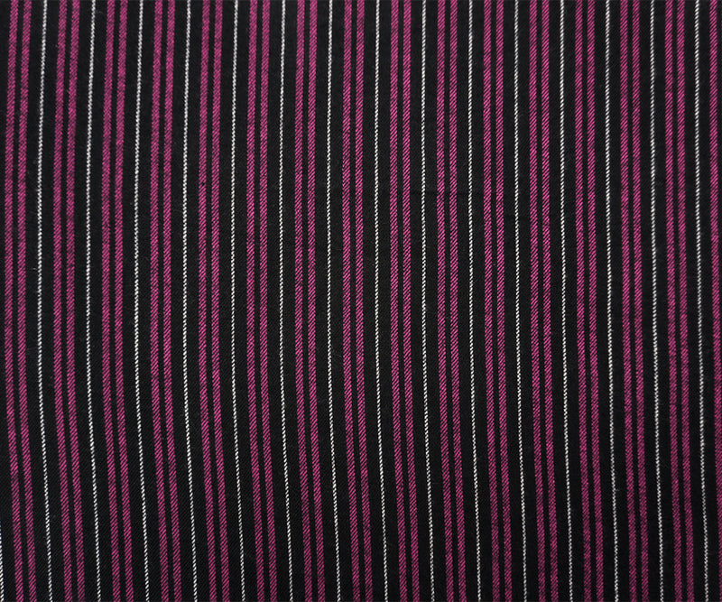 Black-Multi Famous Maker Cotton Stripe Twill Flannel Woven Fabric