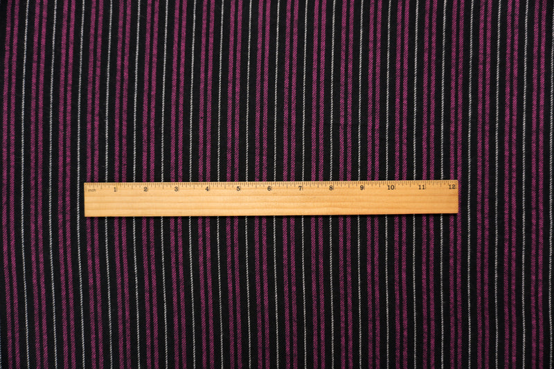 Black-Multi Famous Maker Cotton Stripe Twill Flannel Woven Fabric