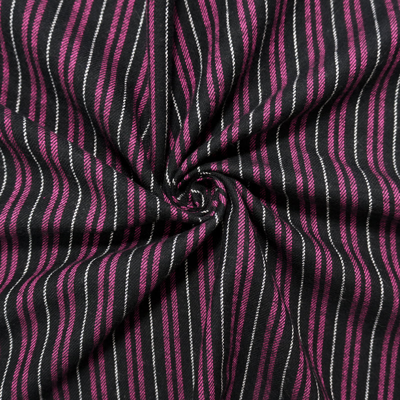 Black-Multi Famous Maker Cotton Stripe Twill Flannel Woven Fabric