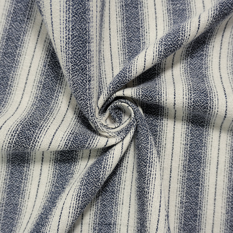 Navy-Ivory Famous Maker Cotton Rayon Dobby Stripe Woven Fabric