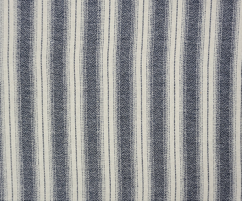 Navy-Ivory Famous Maker Cotton Rayon Dobby Stripe Woven Fabric