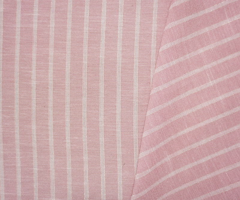 Pink-White-Silver Famous Maker Poly Lurex Stripe Woven Fabric