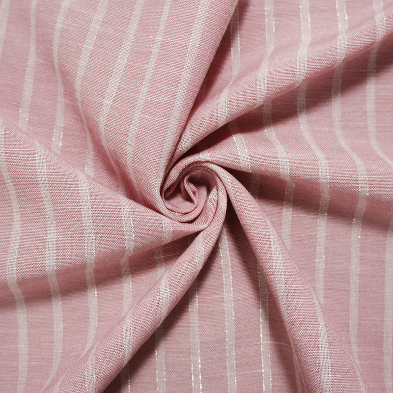 Pink-White-Silver Famous Maker Poly Lurex Stripe Woven Fabric