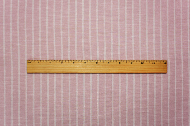 Pink-White-Silver Famous Maker Poly Lurex Stripe Woven Fabric