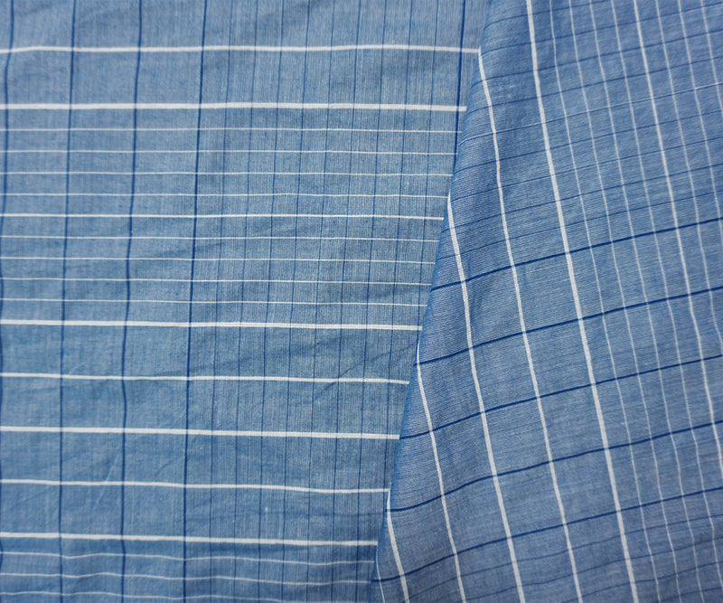 Blue-White Famous Maker Cotton Plaid Voile Woven Fabric