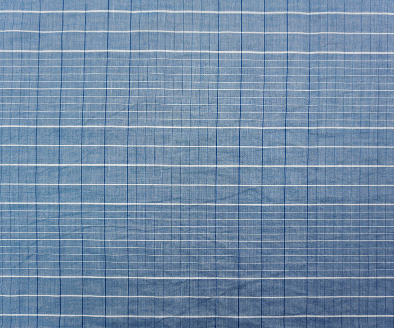 Blue-White Famous Maker Cotton Plaid Voile Woven Fabric