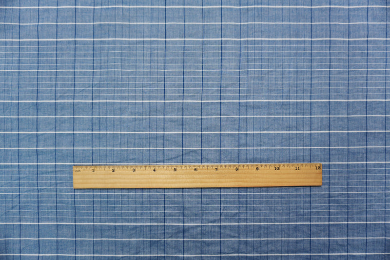 Blue-White Famous Maker Cotton Plaid Voile Woven Fabric