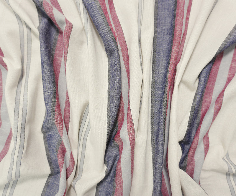 Red Famous Maker Rayon Linen Stripe Dobby Woven Fabric