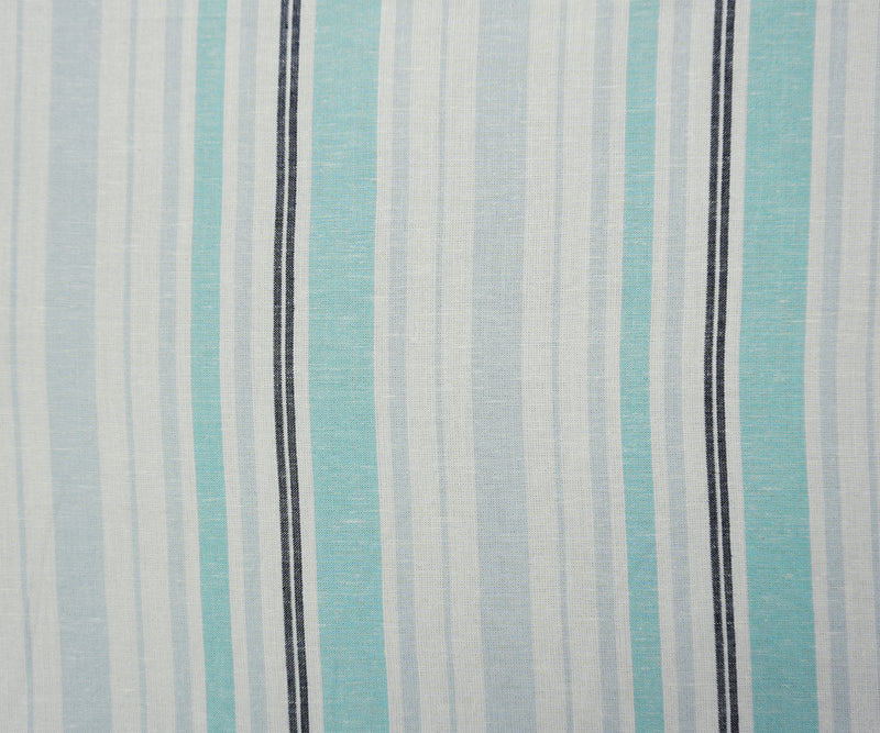 Blue-Teal-White Famous Maker Cotton Stripe Woven Fabric