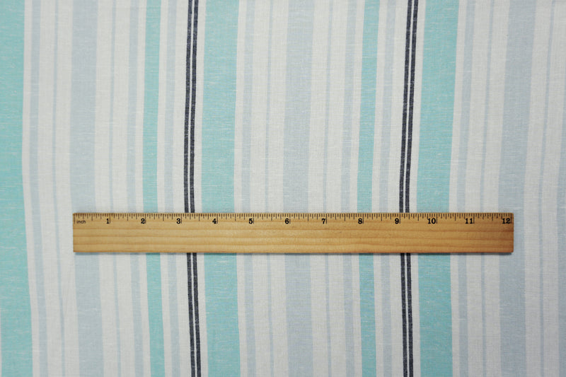 Blue-Teal-White Famous Maker Cotton Stripe Woven Fabric