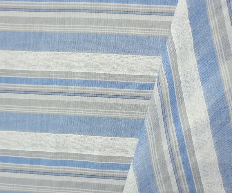 Blue-White Famous Maker Cotton Stripe Woven Fabric