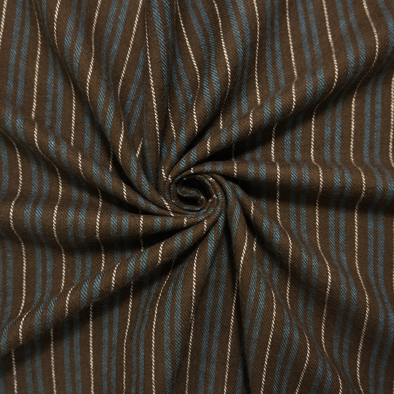 Brown Famous Maker Cotton Stripe Twill Flannel Woven Fabric