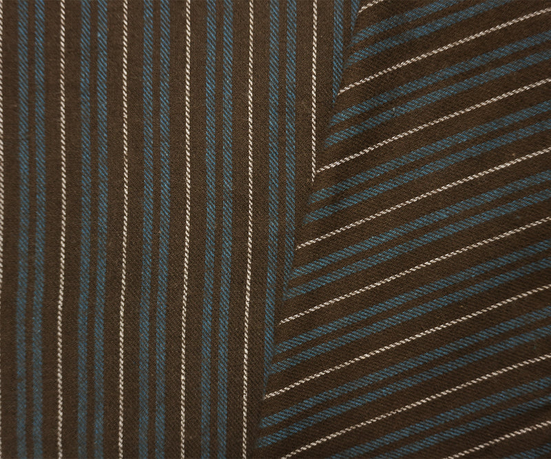 Brown Famous Maker Cotton Stripe Twill Flannel Woven Fabric
