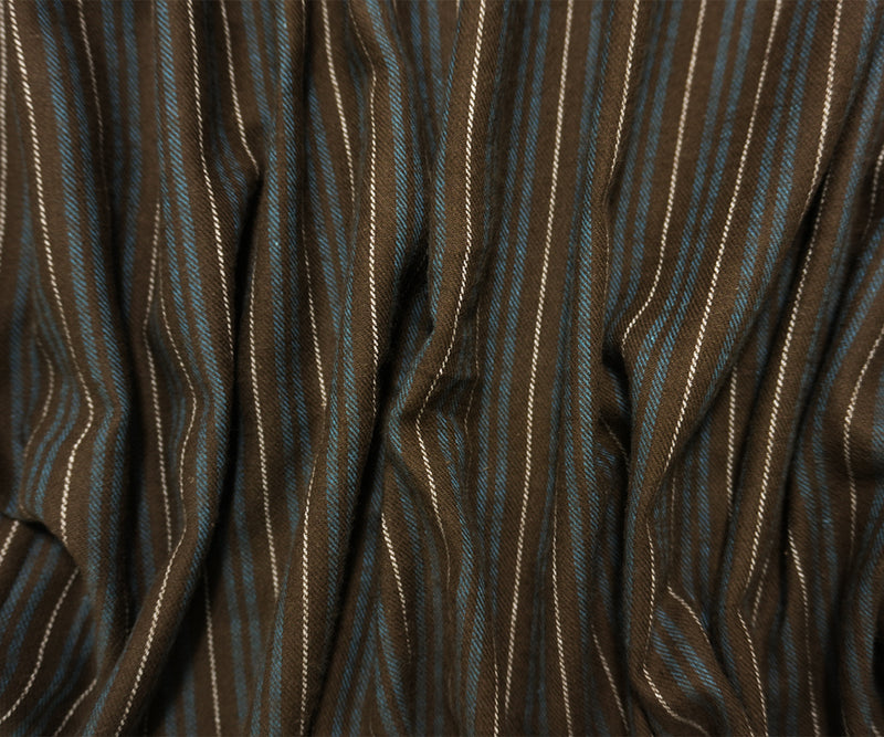 Brown Famous Maker Cotton Stripe Twill Flannel Woven Fabric
