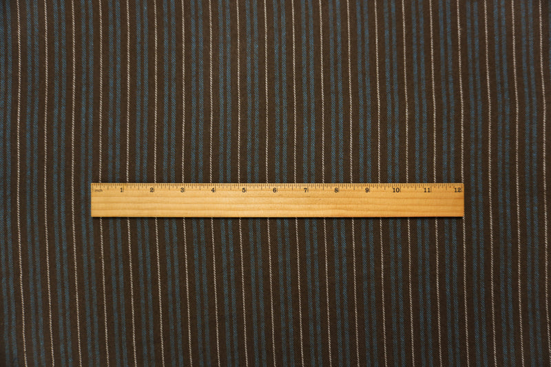 Brown Famous Maker Cotton Stripe Twill Flannel Woven Fabric