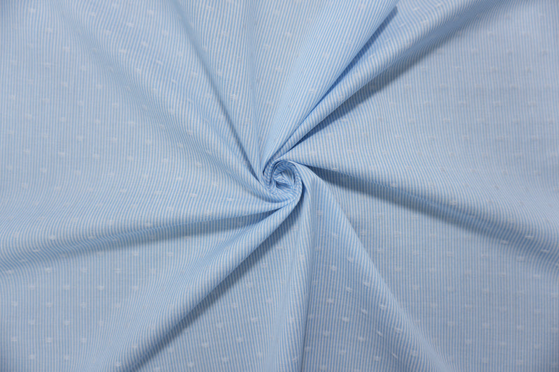 Blue-White Famous Maker Cotton Stripe Dot Dobby Woven Fabric