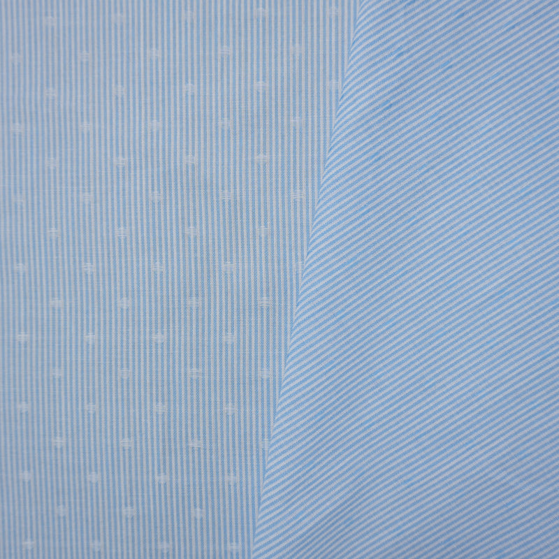 Blue-White Famous Maker Cotton Stripe Dot Dobby Woven Fabric