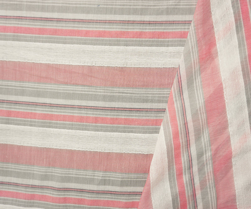 Pink-White Famous Maker Cotton Stripe Woven Fabric