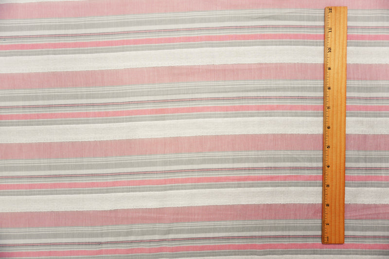 Pink-White Famous Maker Cotton Stripe Woven Fabric