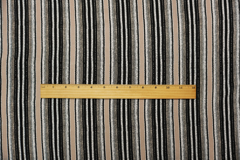 Black-White-Beige Famous Maker Rayon Stripe Crepon Woven Fabric