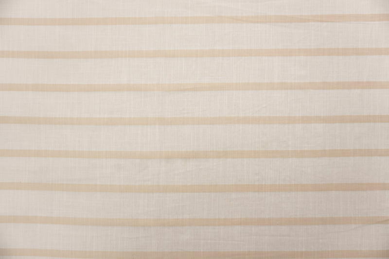 Beige Famous Maker Cotton Stripe Cross Hatch Slub Woven Fabric