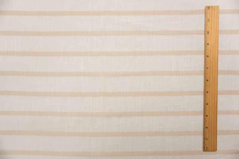 Beige Famous Maker Cotton Stripe Cross Hatch Slub Woven Fabric