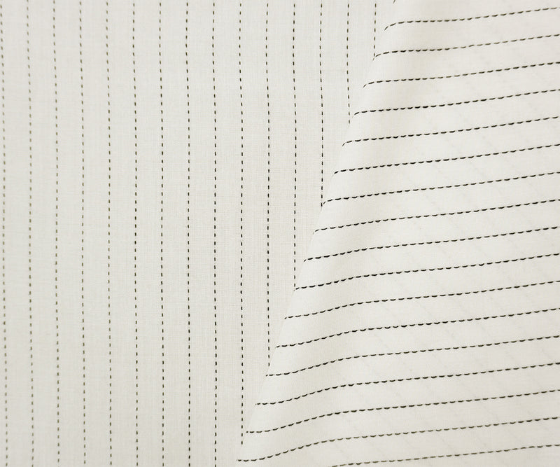 White-Navy Famous Maker Rayon-Cotton Stripe Voile Woven Fabric