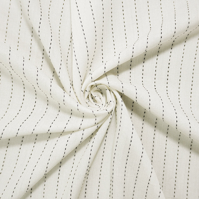 White-Navy Famous Maker Rayon-Cotton Stripe Voile Woven Fabric