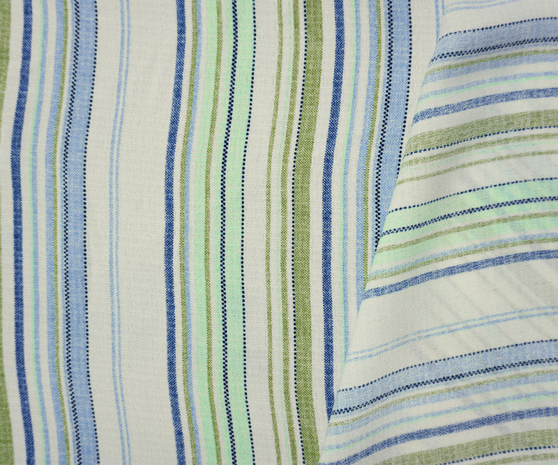 Blue Famous Maker Poly Stripe Slub Woven Fabric