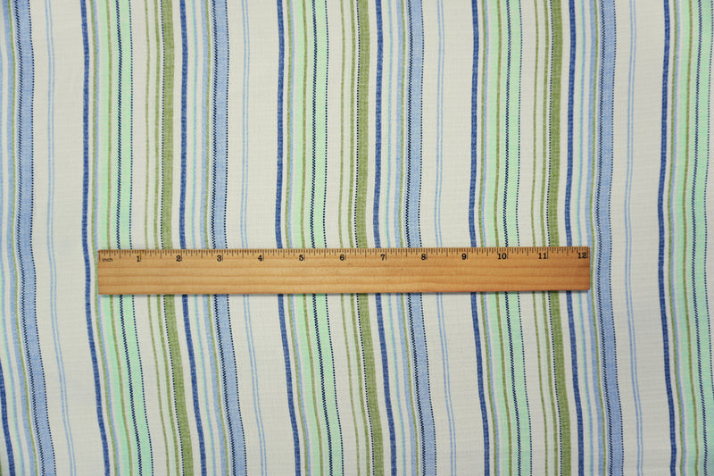 Blue Famous Maker Poly Stripe Slub Woven Fabric