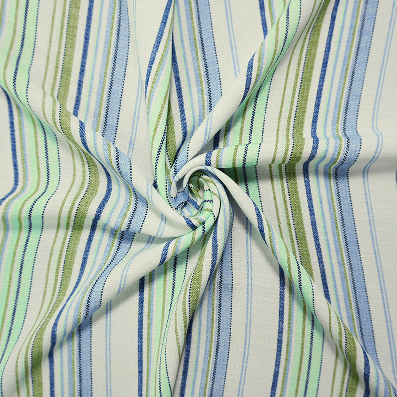Blue Famous Maker Poly Stripe Slub Woven Fabric